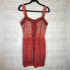 WHBM GEOMTRIC PRINT SATIN CHEMISE DRESS, SZ MEDIUM